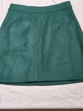 J. Crew Green Wool Herringbone A-Line Mini Skirt Women’s Size 2